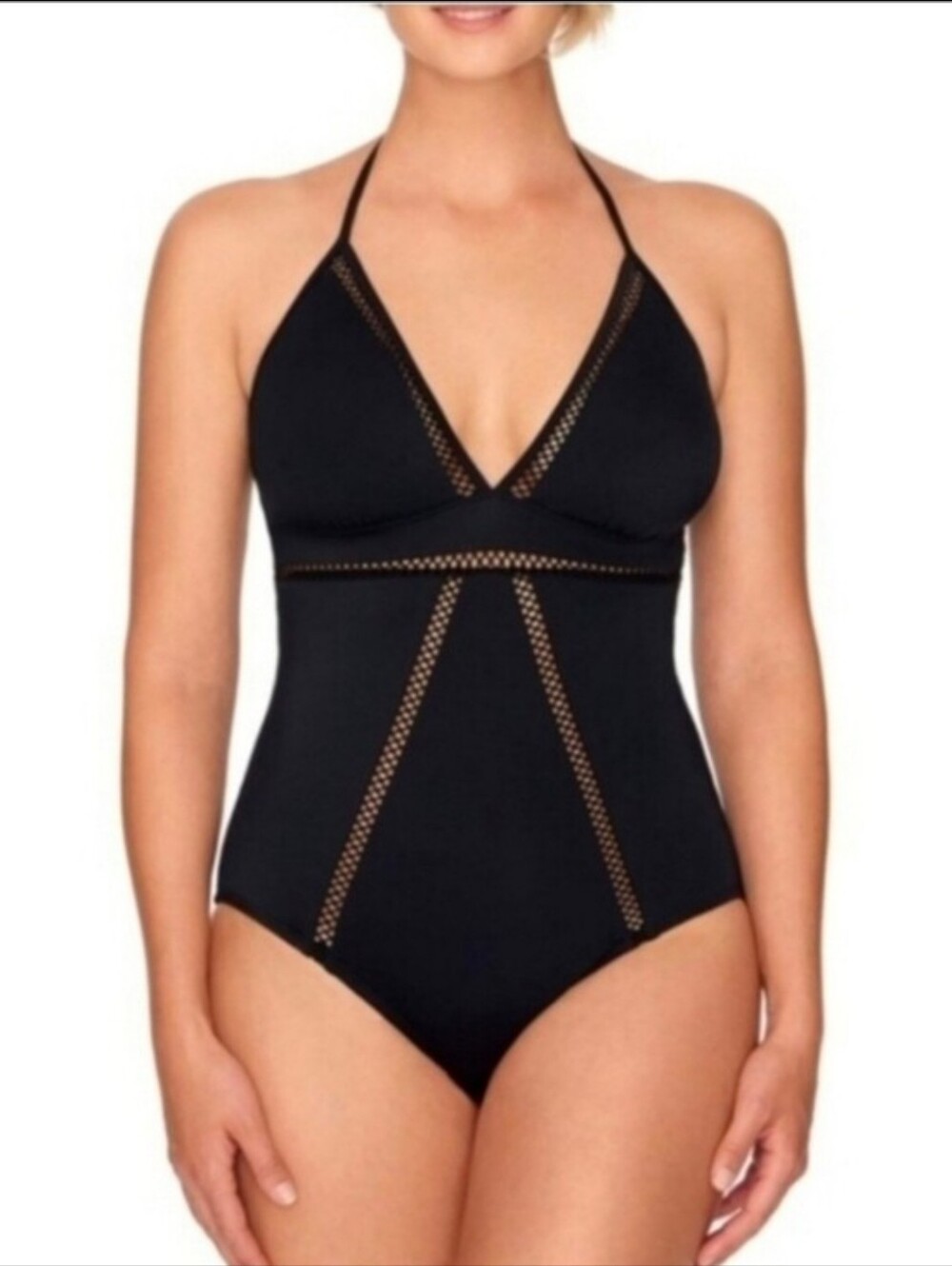 Time and Tru Women Black Mesh Full Body Swimsuit Size Medium NWT